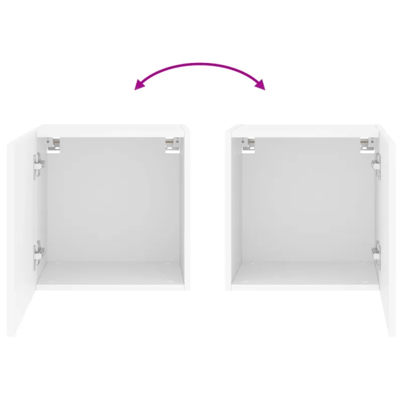 Sieninės TV spintelės, 2vnt., baltos, 40,5x30x40cm, mediena
