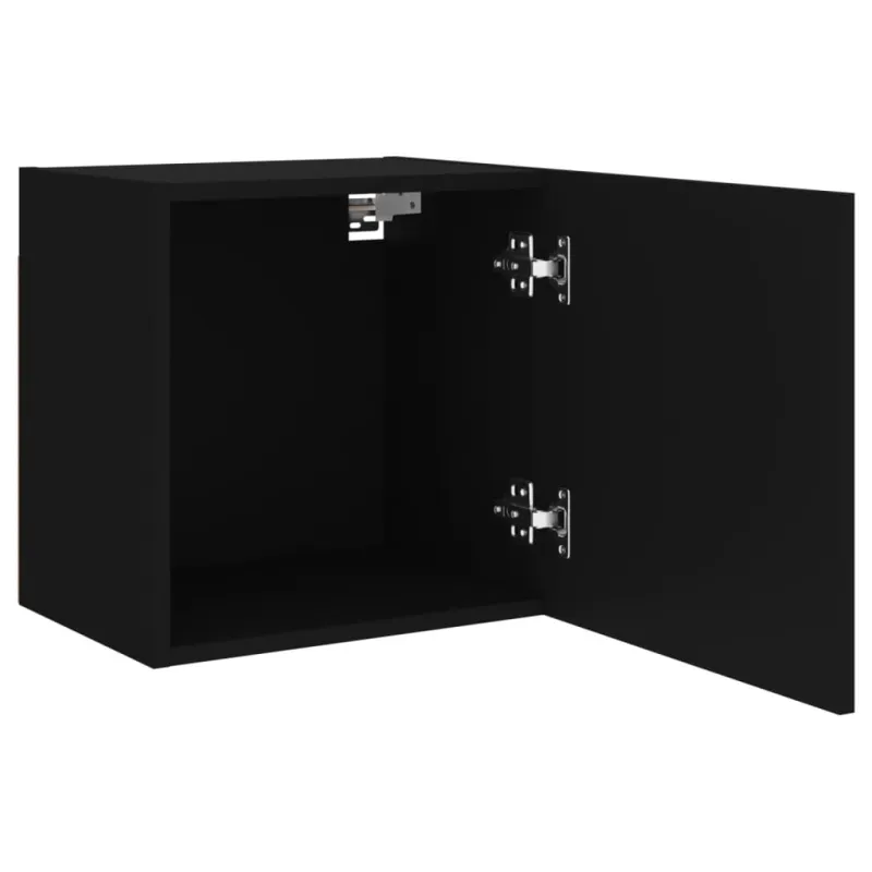 Sieninės TV spintelės, 2vnt., juodos, 40,5x30x40cm, mediena