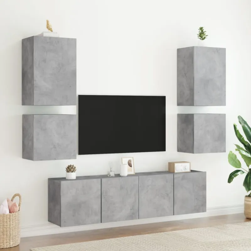 Sieninė TV spintelė, betono pilka, 40,5x30x40cm, mediena