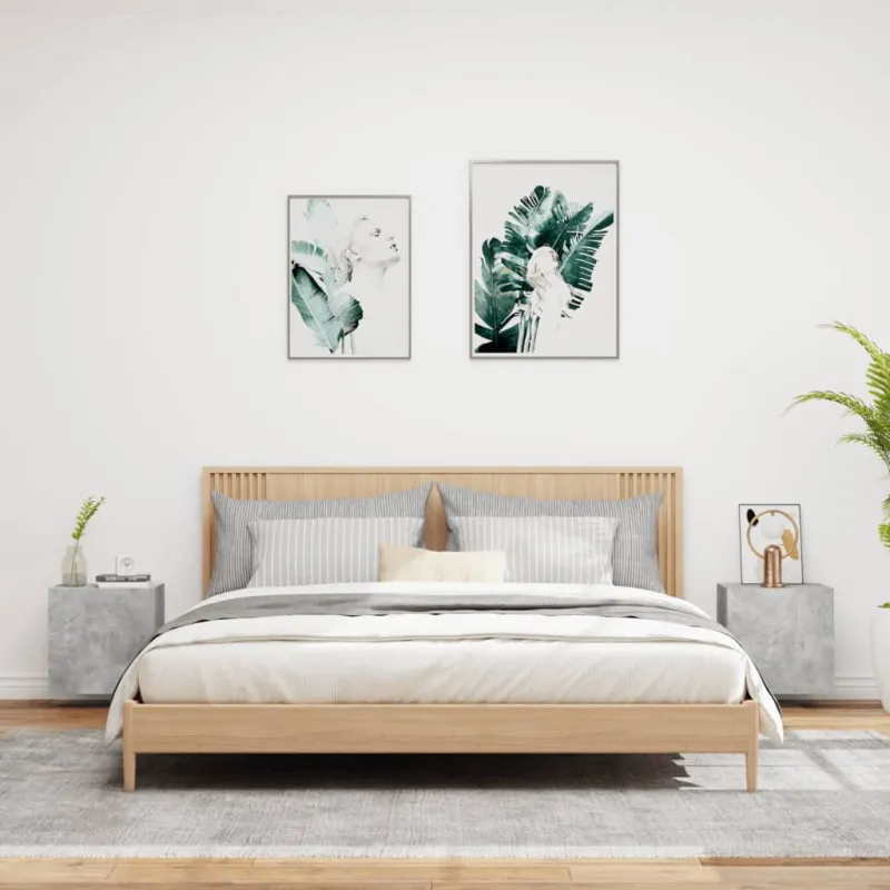 Sieninės TV spintelės, 2vnt., betono, 40,5x30x40cm, mediena