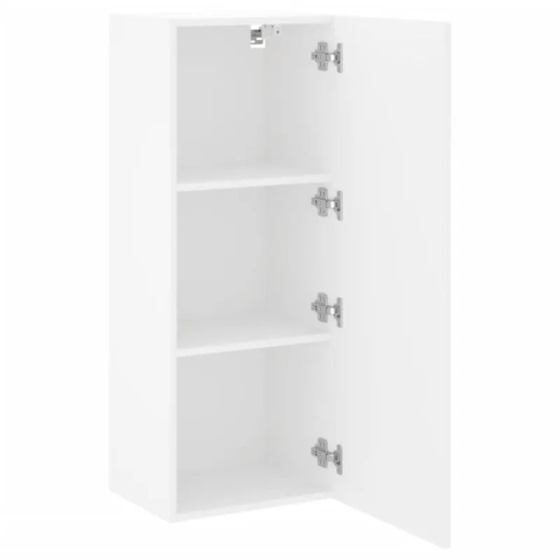 Sieninė TV spintelė, balta, 40,5x30x102cm, apdirbta mediena