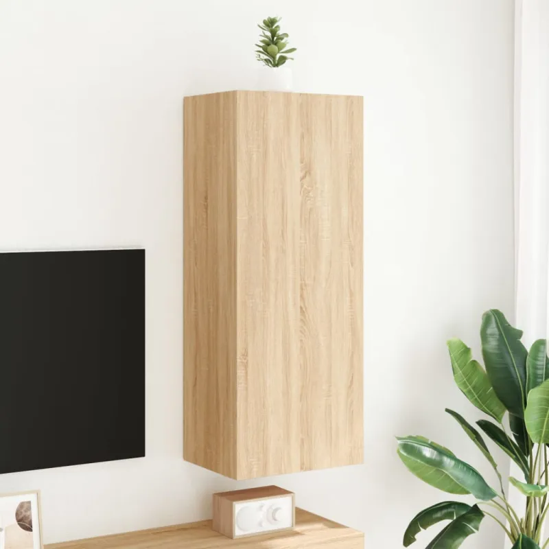 Sieninė TV spintelė, ąžuolo, 40,5x30x102cm, apdirbta mediena