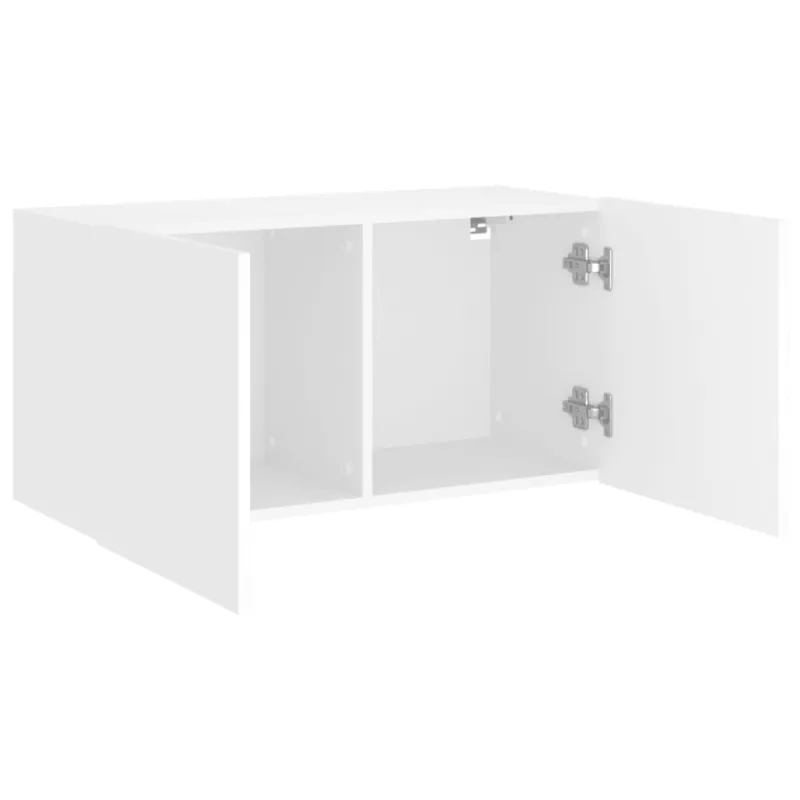 Prie sienos montuojama TV spintelė, baltos spalvos, 80x30x41cm