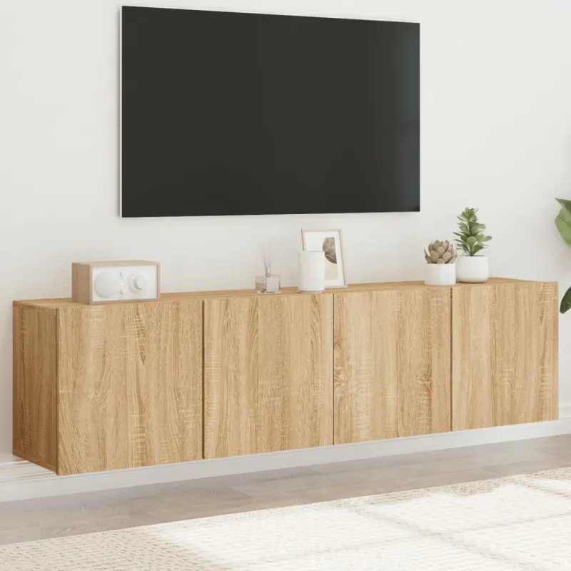 Prie sienos montuojamos TV spintelės, 2vnt., ąžuolo, 80x30x41cm