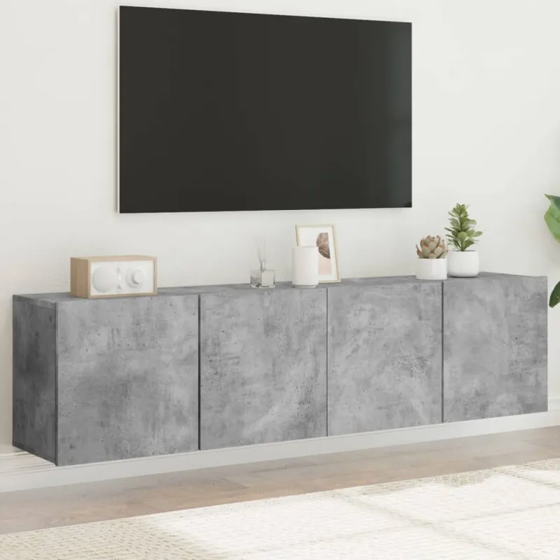 Prie sienos montuojamos TV spintelės, 2vnt., betono, 80x30x41cm