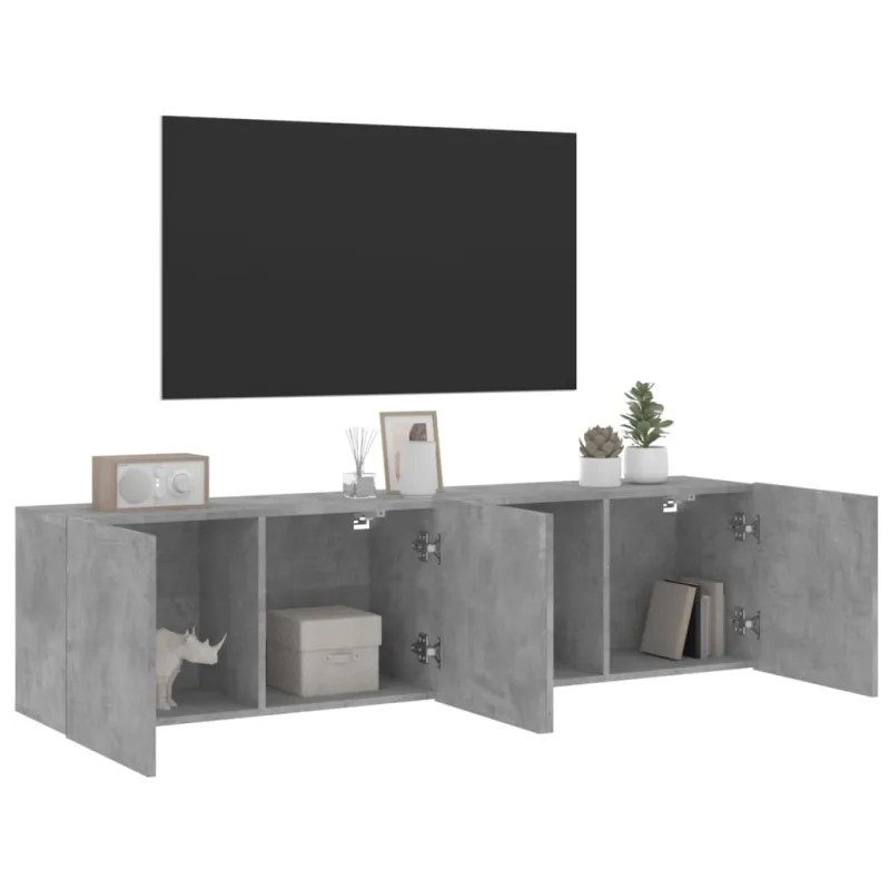 Prie sienos montuojamos TV spintelės, 2vnt., betono, 80x30x41cm