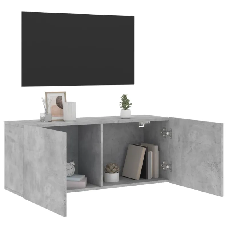 Prie sienos montuojama TV spintelė, betono pilka, 100x30x41cm