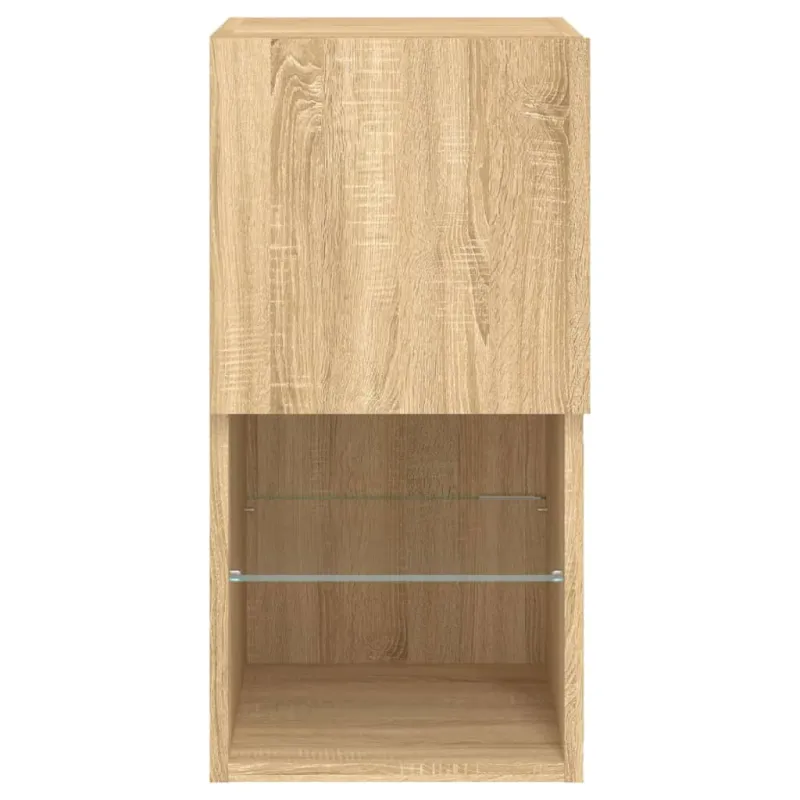 TV spintelės su LED lemputėmis, 2vnt., ąžuolo, 30,5x30x60cm