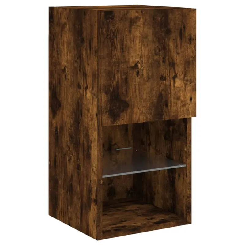 TV spintelės su LED, 2vnt., dūminio ąžuolo, 30,5x30x60cm
