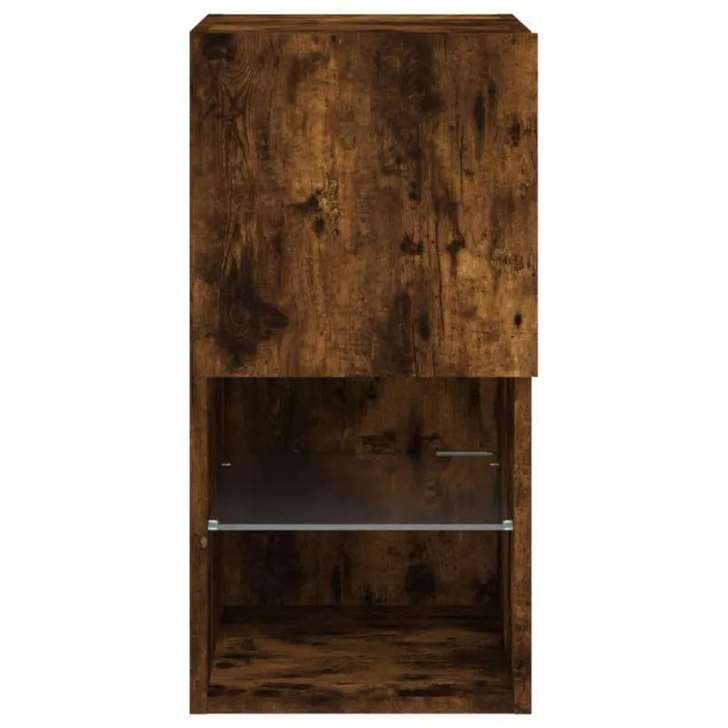 TV spintelės su LED, 2vnt., dūminio ąžuolo, 30,5x30x60cm