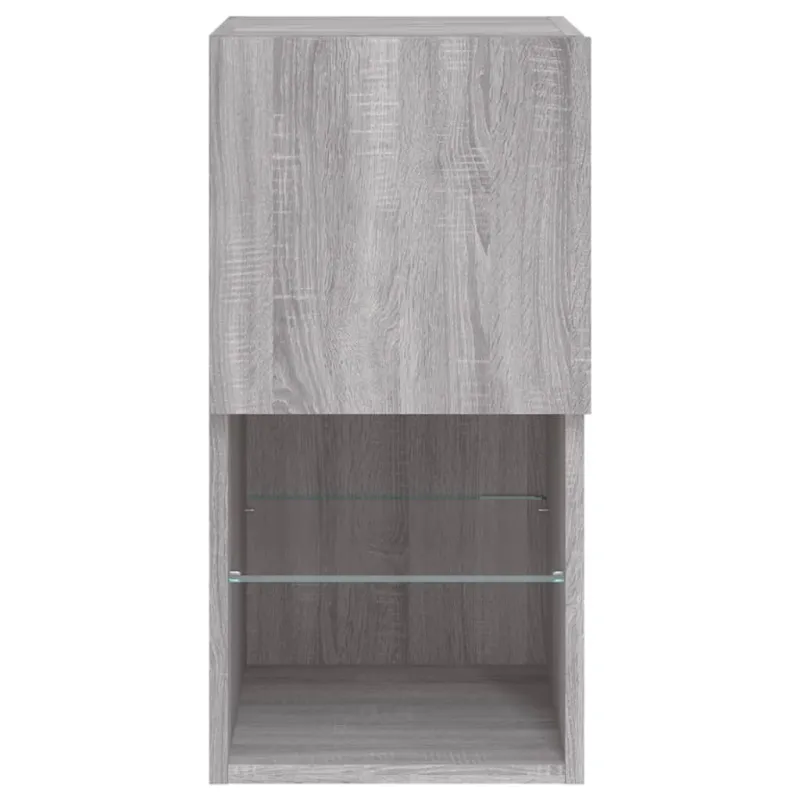 TV spintelė su LED lemputėmis, pilka ąžuolo, 30,5x30x60cm