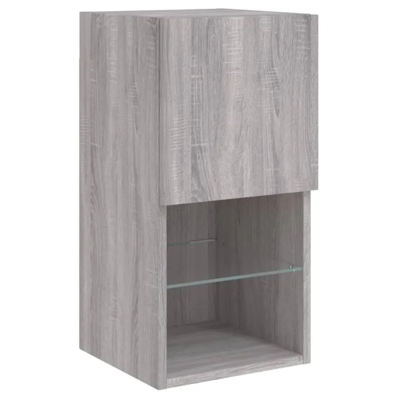 TV spintelės su LED, 2vnt., pilkos ąžuolo, 30,5x30x60cm