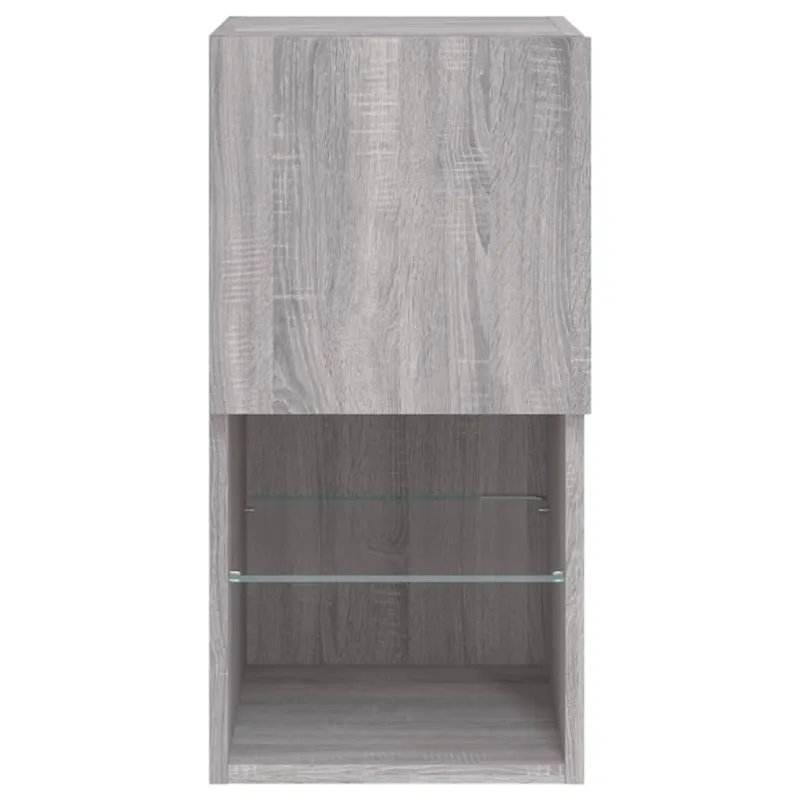 TV spintelės su LED, 2vnt., pilkos ąžuolo, 30,5x30x60cm