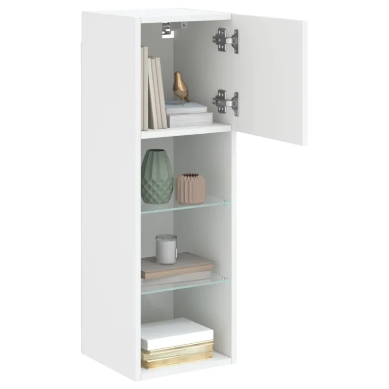 TV spintelė su LED lemputėmis, baltos spalvos, 30,5x30x90cm