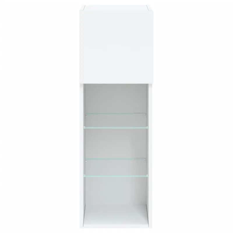 TV spintelė su LED lemputėmis, baltos spalvos, 30,5x30x90cm