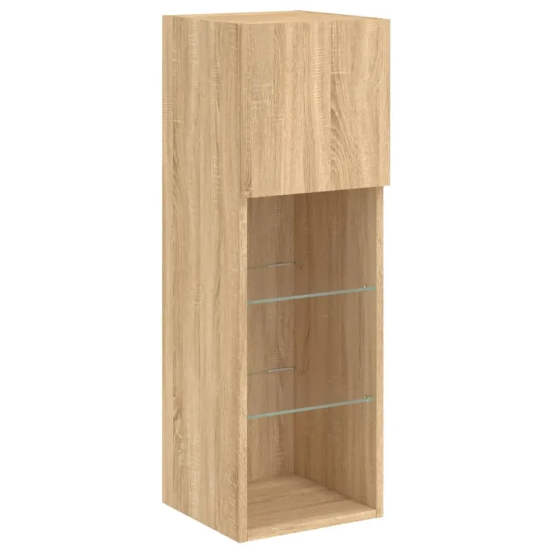 TV spintelė su LED lemputėmis, ąžuolo spalvos, 30,5x30x90cm
