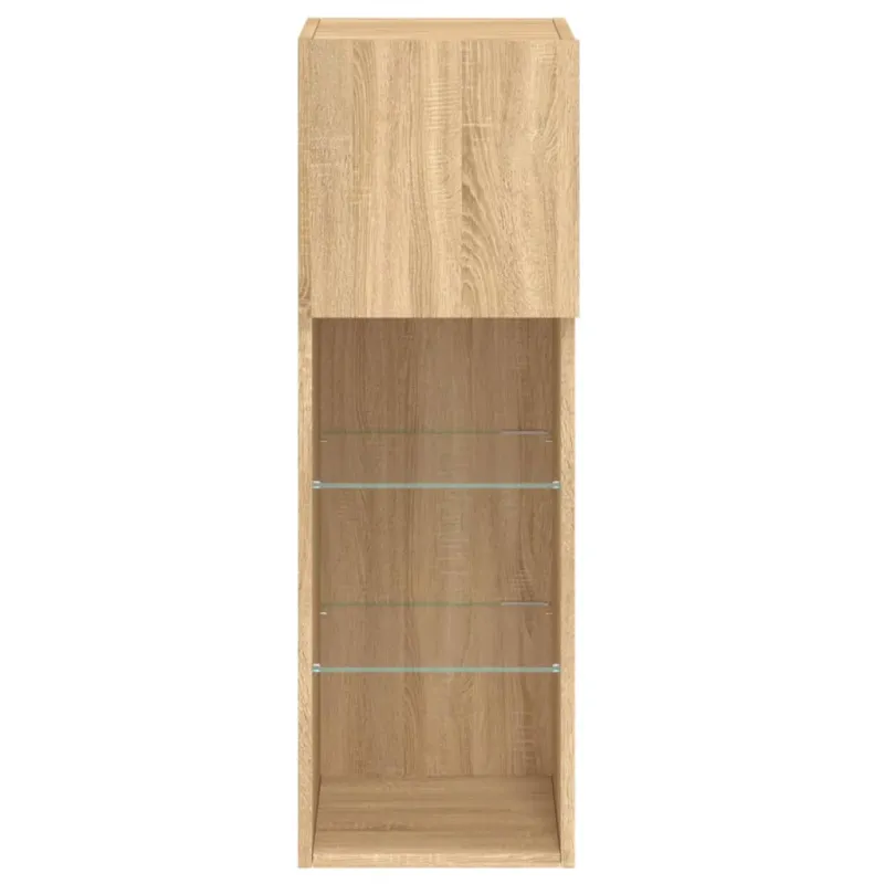 TV spintelė su LED lemputėmis, ąžuolo spalvos, 30,5x30x90cm