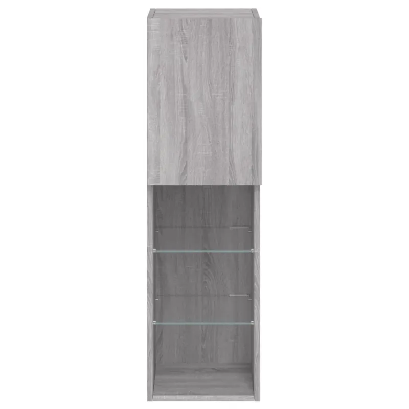 TV spintelė su LED lemputėmis, pilka ąžuolo, 30,5x30x102cm