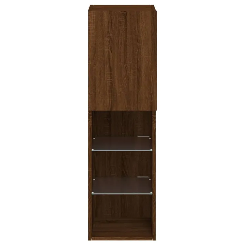 TV spintelė su LED lemputėmis, ruda ąžuolo, 30,5x30x102cm