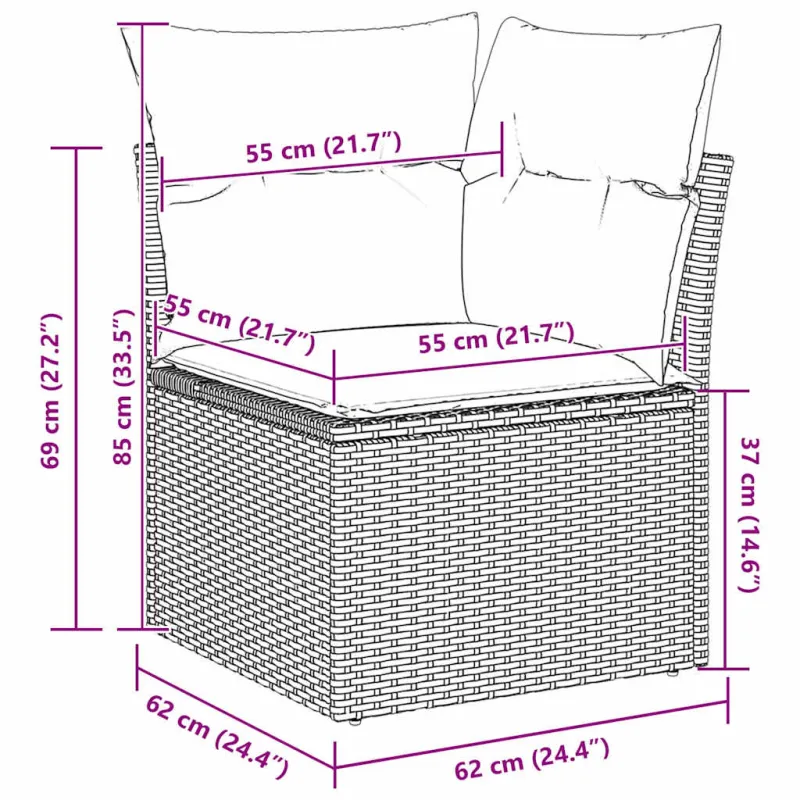 Sodo sohvaryhmä 6 osaa, hiekanvärinen polyrattana