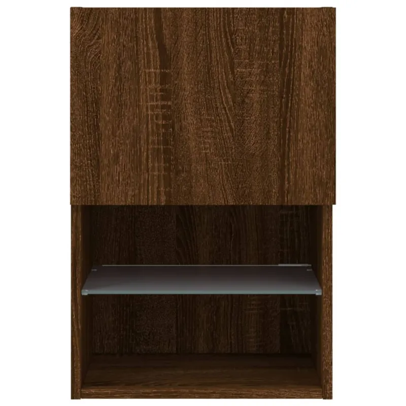 TV spintelė su LED lemputėmis, ruda ąžuolo, 40,5x30x60cm