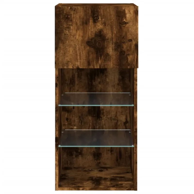 TV spintelės su LED, 2vnt., dūminio ąžuolo, 40,5x30x90cm