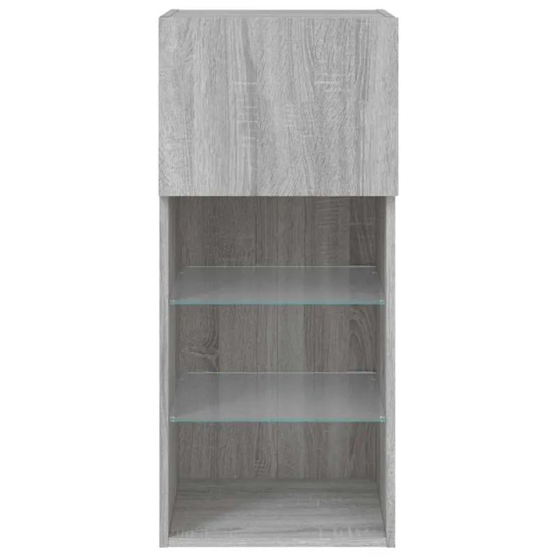 TV spintelė su LED lemputėmis, pilka ąžuolo, 40,5x30x90cm