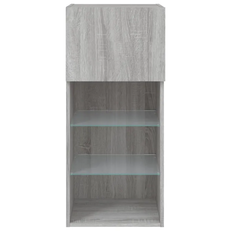 TV spintelės su LED, 2vnt., pilkos ąžuolo, 40,5x30x90cm