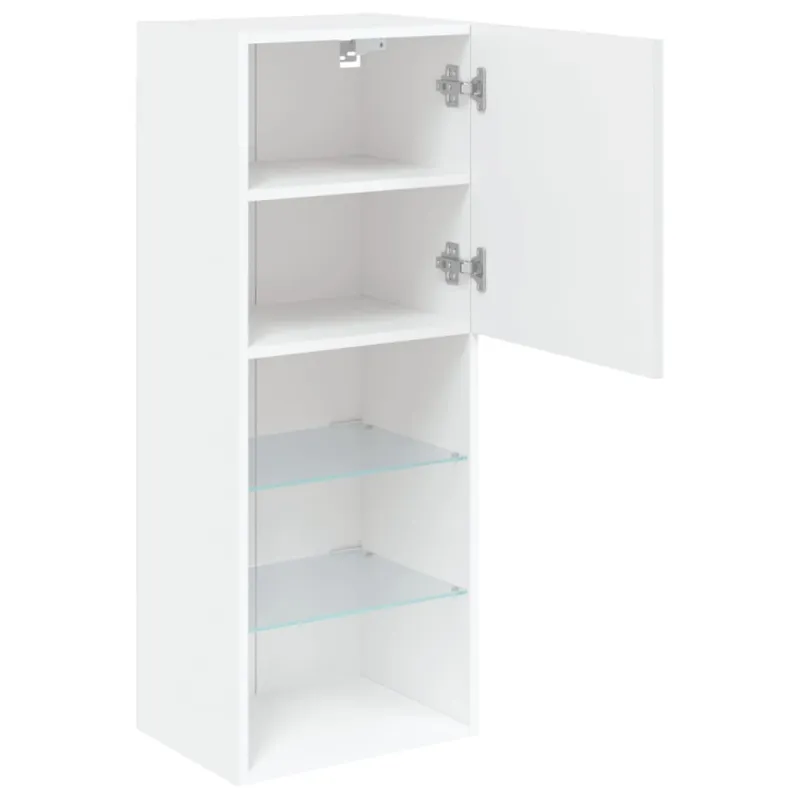 TV spintelė su LED lemputėmis, baltos spalvos, 40,5x30x102cm