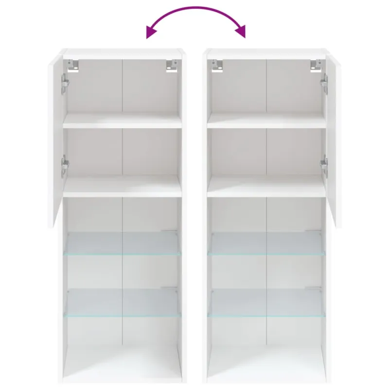TV spintelė su LED lemputėmis, baltos spalvos, 40,5x30x102cm