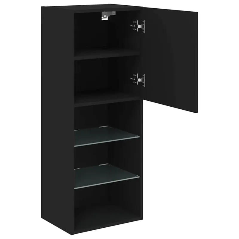 TV spintelė su LED lemputėmis, juodos spalvos, 40,5x30x102cm