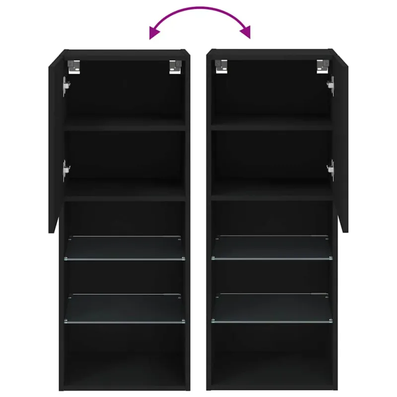 TV spintelė su LED lemputėmis, juodos spalvos, 40,5x30x102cm