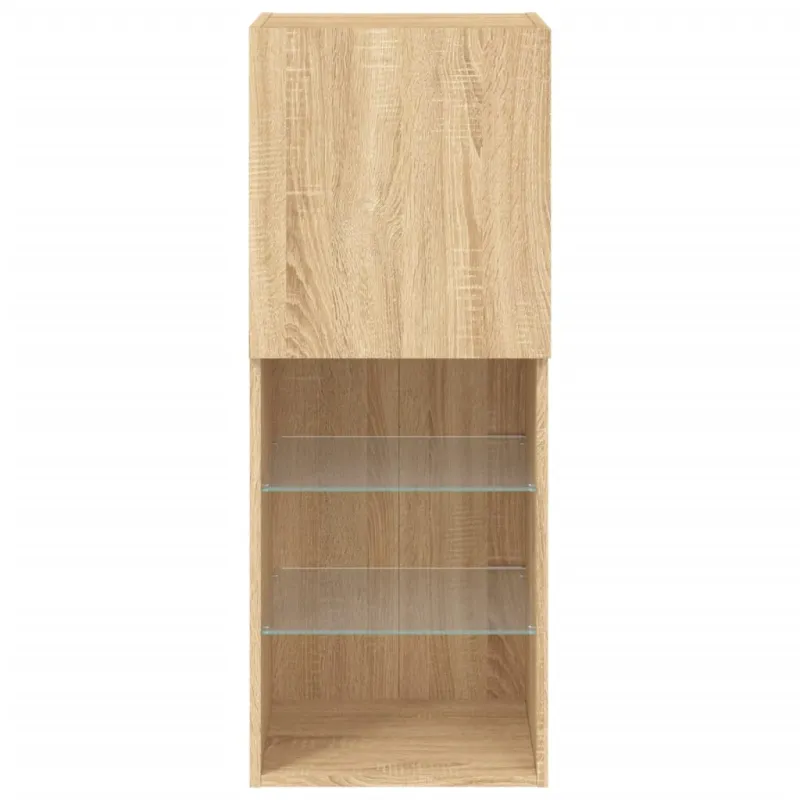 TV spintelė su LED lemputėmis, ąžuolo spalvos, 40,5x30x102cm