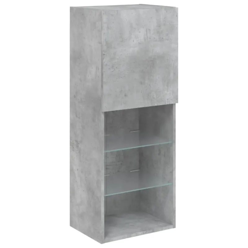 TV spintelė su LED lemputėmis, betono pilka, 40,5x30x102cm