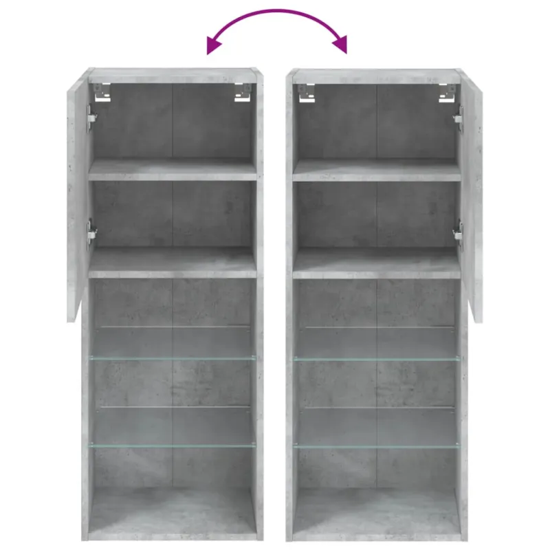 TV spintelė su LED lemputėmis, betono pilka, 40,5x30x102cm