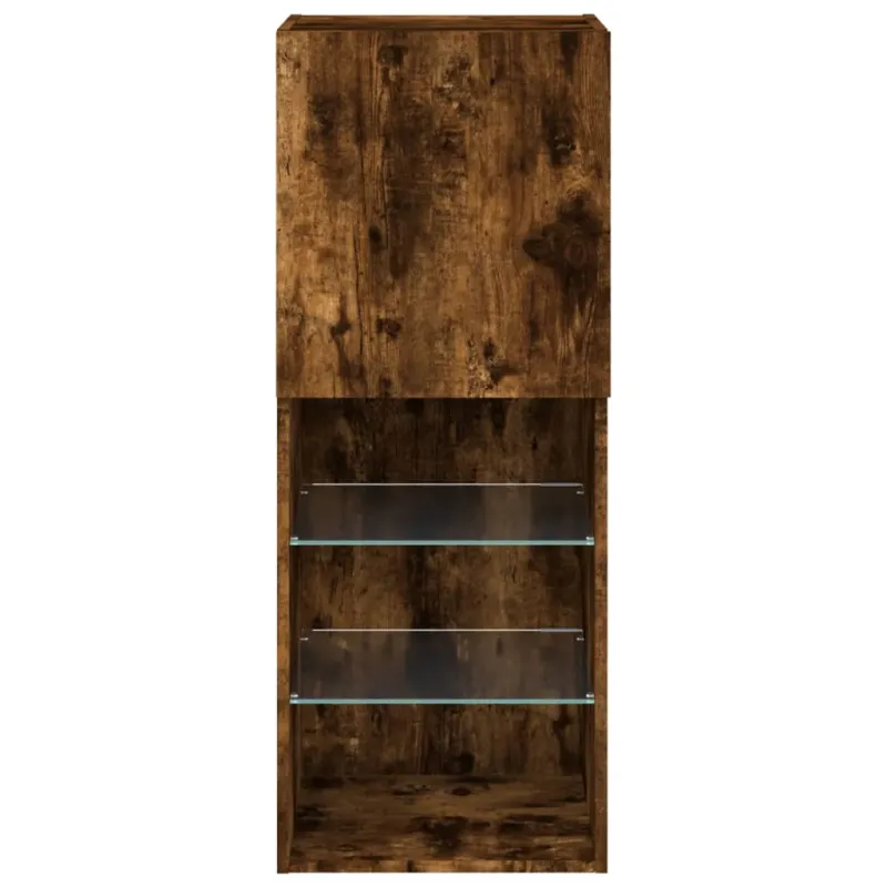 TV spintelė su LED lemputėmis, dūminio ąžuolo, 40,5x30x102cm