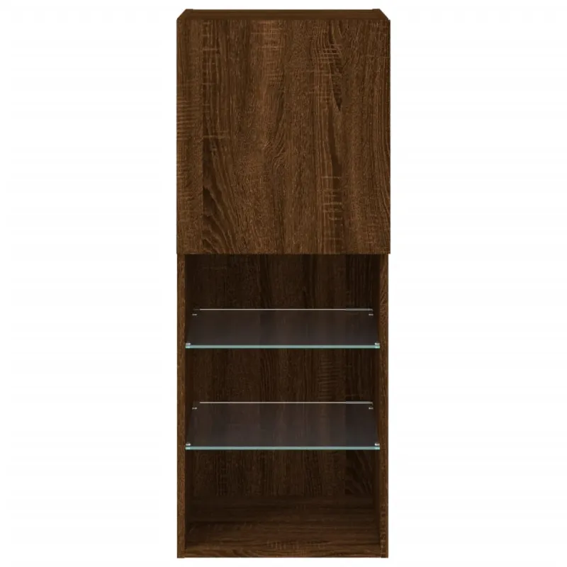 TV spintelė su LED lemputėmis, ruda ąžuolo, 40,5x30x102cm