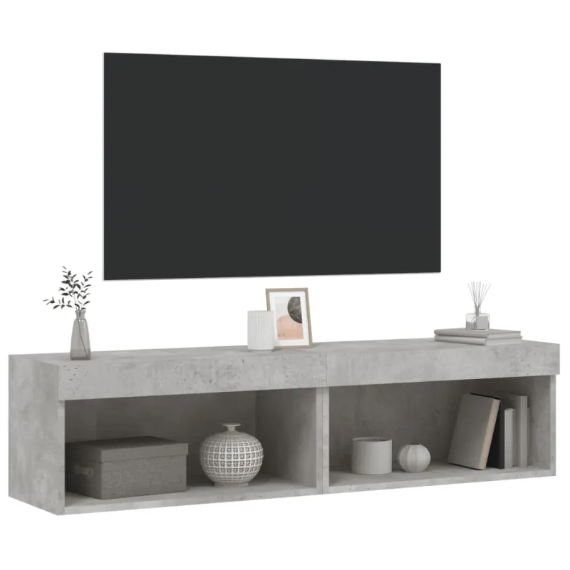 TV spintelės su LED lemputėmis, 2vnt., betono, 60x30x30cm