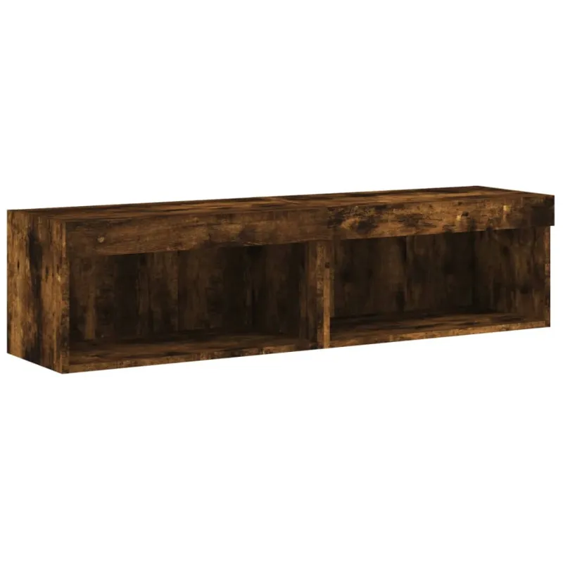 TV spintelės su LED lemputėmis, 2vnt., dūminės, 60x30x30cm