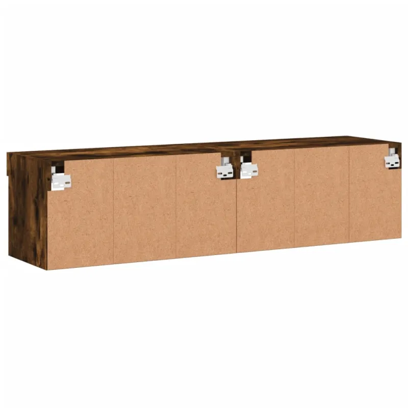 TV spintelės su LED lemputėmis, 2vnt., dūminės, 60x30x30cm