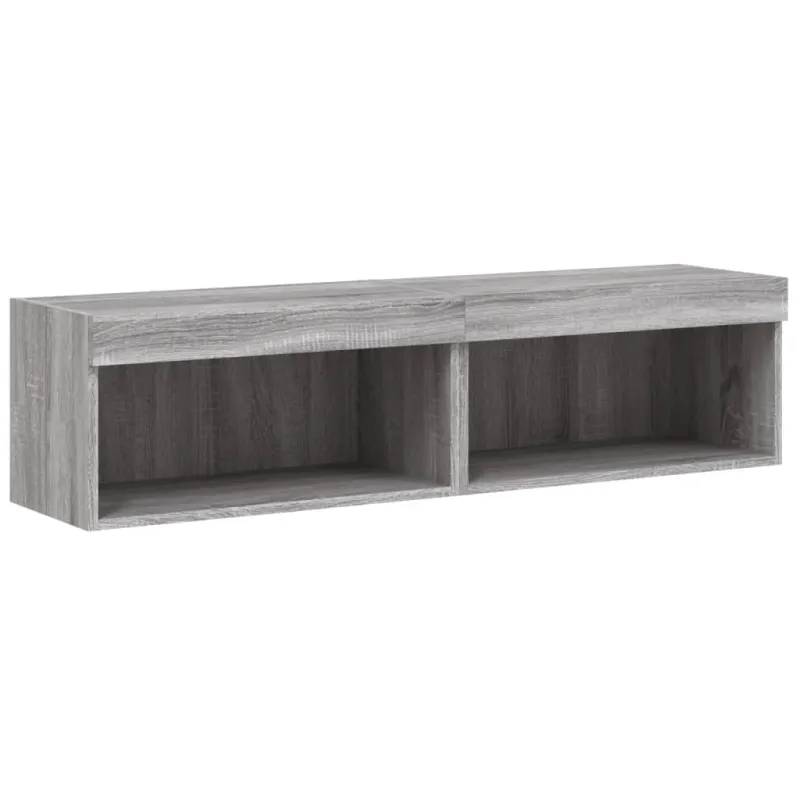 TV spintelės su LED, 2vnt., pilkos ąžuolo, 60x30x30cm