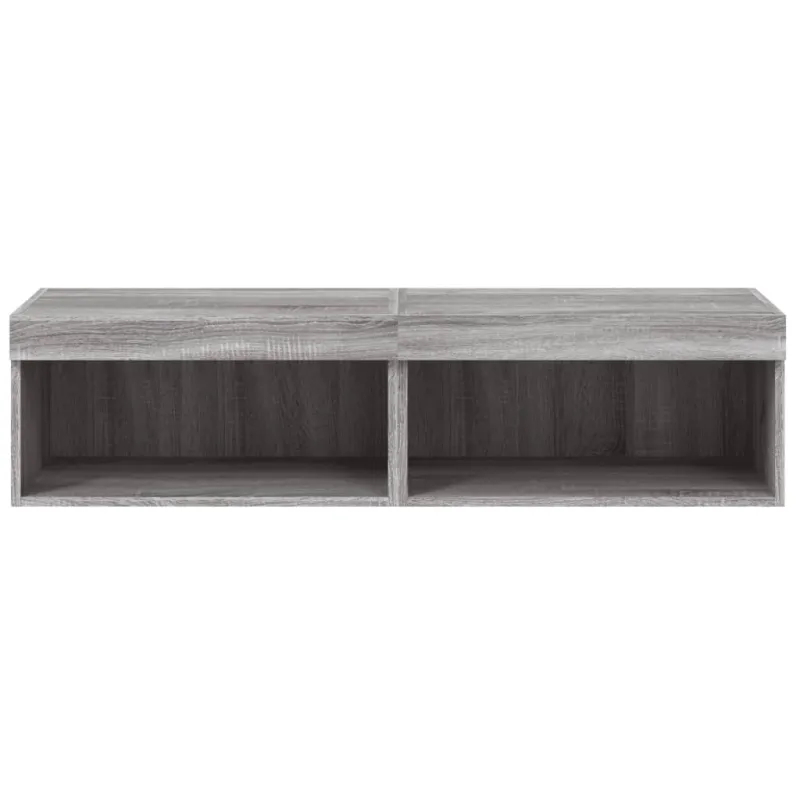 TV spintelės su LED, 2vnt., pilkos ąžuolo, 60x30x30cm