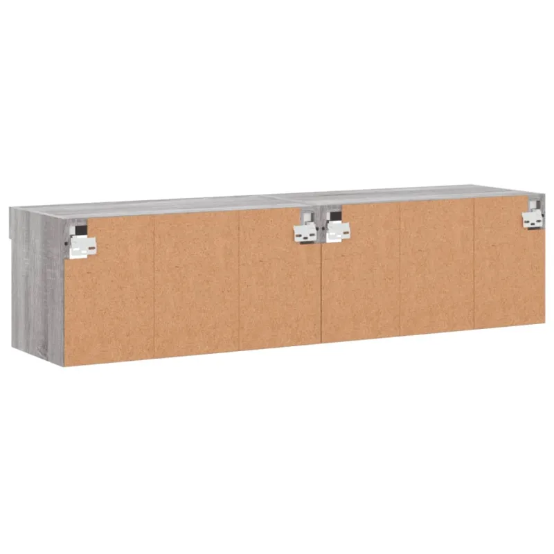 TV spintelės su LED, 2vnt., pilkos ąžuolo, 60x30x30cm