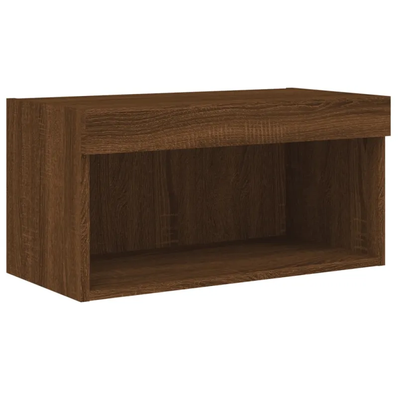 TV spintelė su LED lemputėmis, ruda ąžuolo, 60x30x30cm