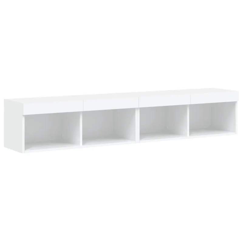 TV spintelės su LED lemputėmis, 2vnt., baltos, 80x30x30cm