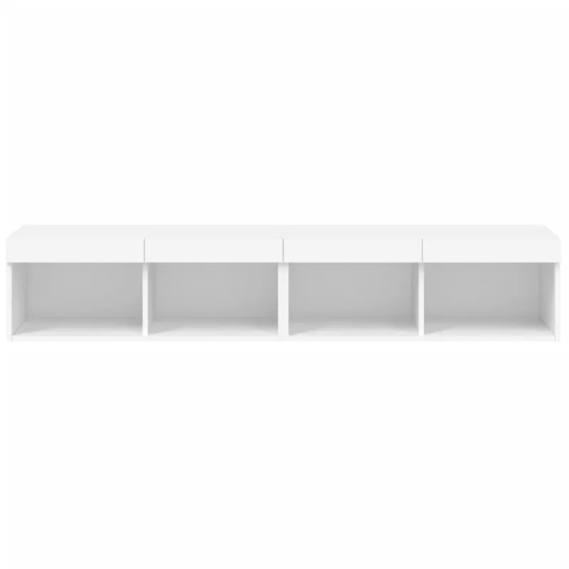 TV spintelės su LED lemputėmis, 2vnt., baltos, 80x30x30cm