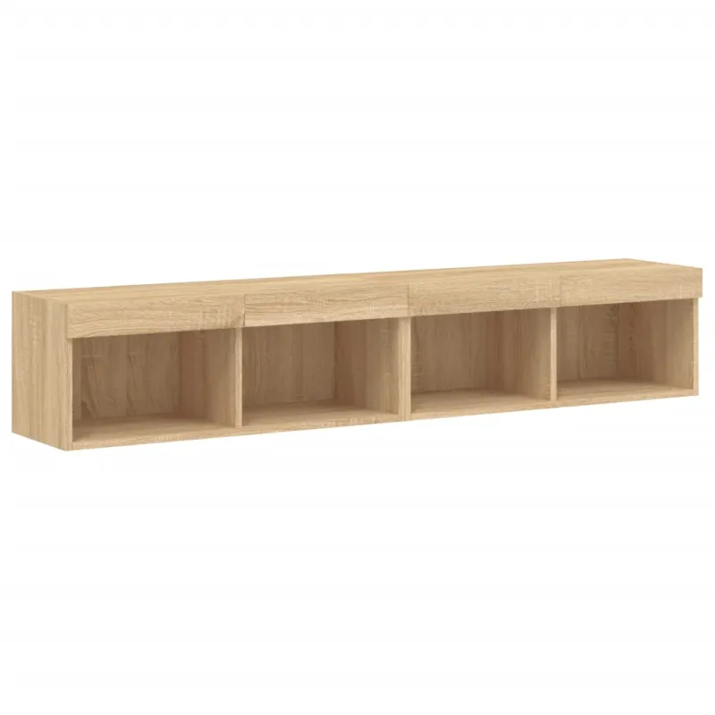 TV spintelės su LED lemputėmis, 2vnt., ąžuolo, 80x30x30cm