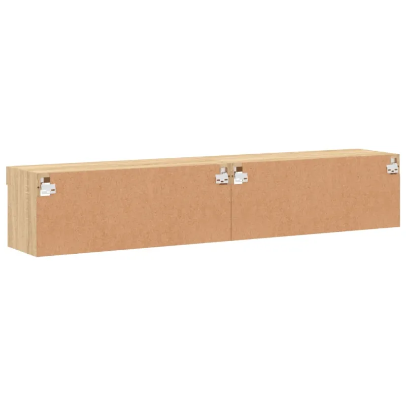 TV spintelės su LED lemputėmis, 2vnt., ąžuolo, 80x30x30cm