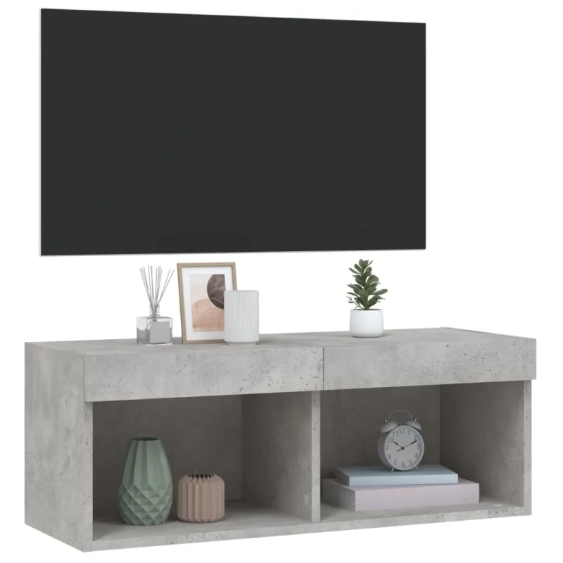 TV spintelė su LED lemputėmis, betono pilka, 80x30x30cm