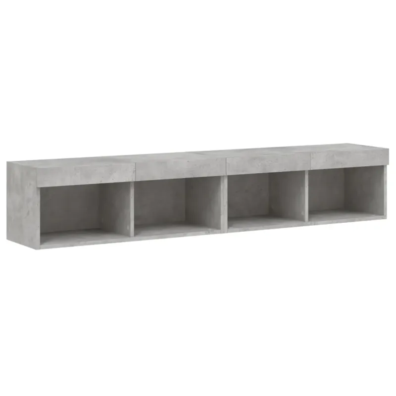TV spintelės su LED lemputėmis, 2vnt., betono, 80x30x30cm